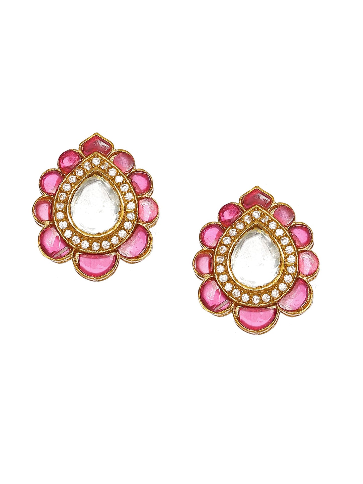 Teardrop Maroon Studs - Ruby Raang - Swadesiicart
