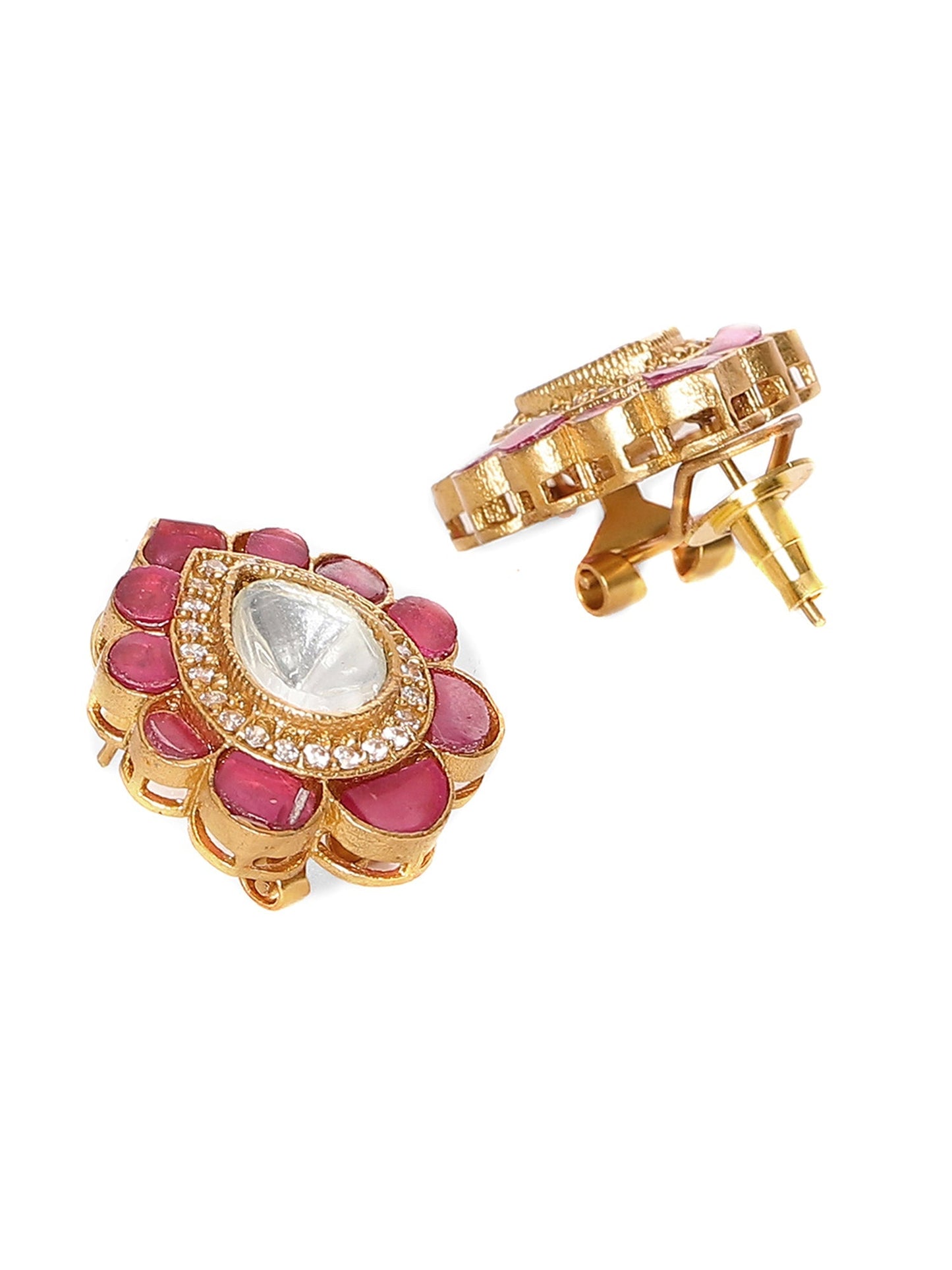 Teardrop Maroon Studs - Ruby Raang - Swadesiicart