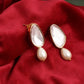 Long Kundan Stud with Pearl Drop - Ruby Raang | Swadesiicart