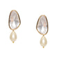 Long Kundan Stud with Pearl Drop - Ruby Raang | Swadesiicart