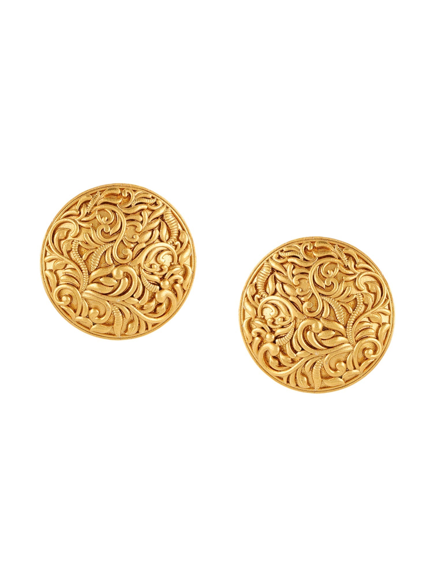 Round Golden Studs - Ruby Raang - Swadesiicart