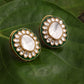 Meenakari Oversized Green Meenakari Studs - Ruby Raang - Swadesiicart