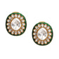 Meenakari Oversized Green Meenakari Studs - Ruby Raang - Swadesiicart