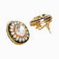 Meenakari Oversized Green Meenakari Studs - Ruby Raang - Swadesiicart