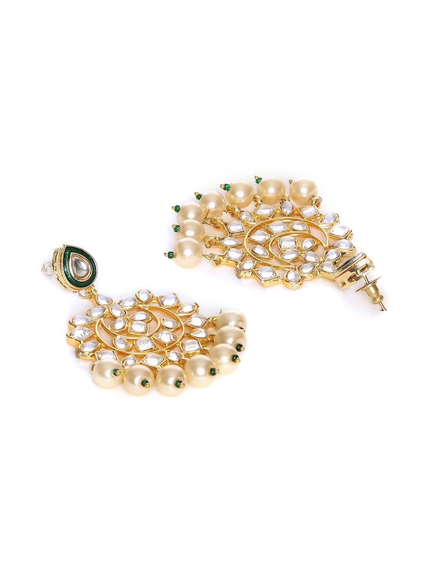 Kundan Chand Earrings - Ruby Raang - Swadesiicart
