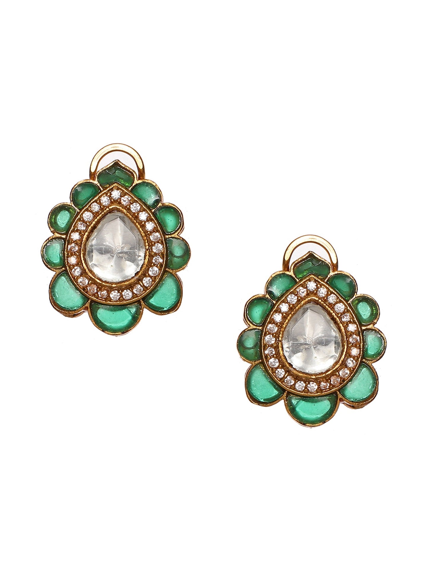 Teardrop Green Studs - Ruby Raang - Swadesiicart