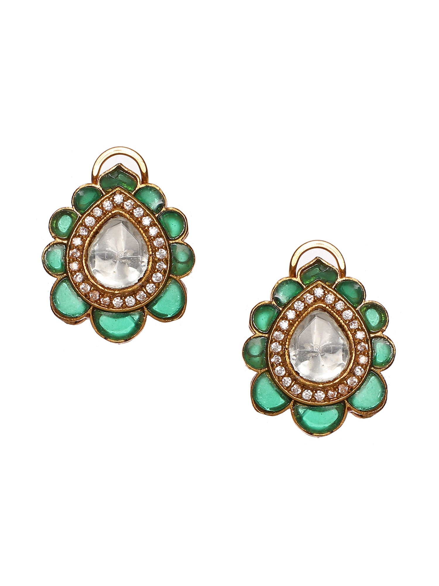 Teardrop Green Studs - Ruby Raang - Swadesiicart