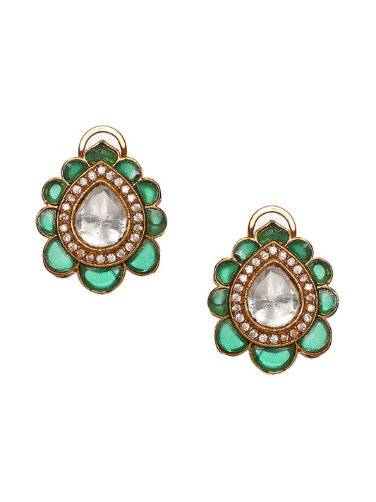 Teardrop Green Studs - Ruby Raang - Swadesiicart