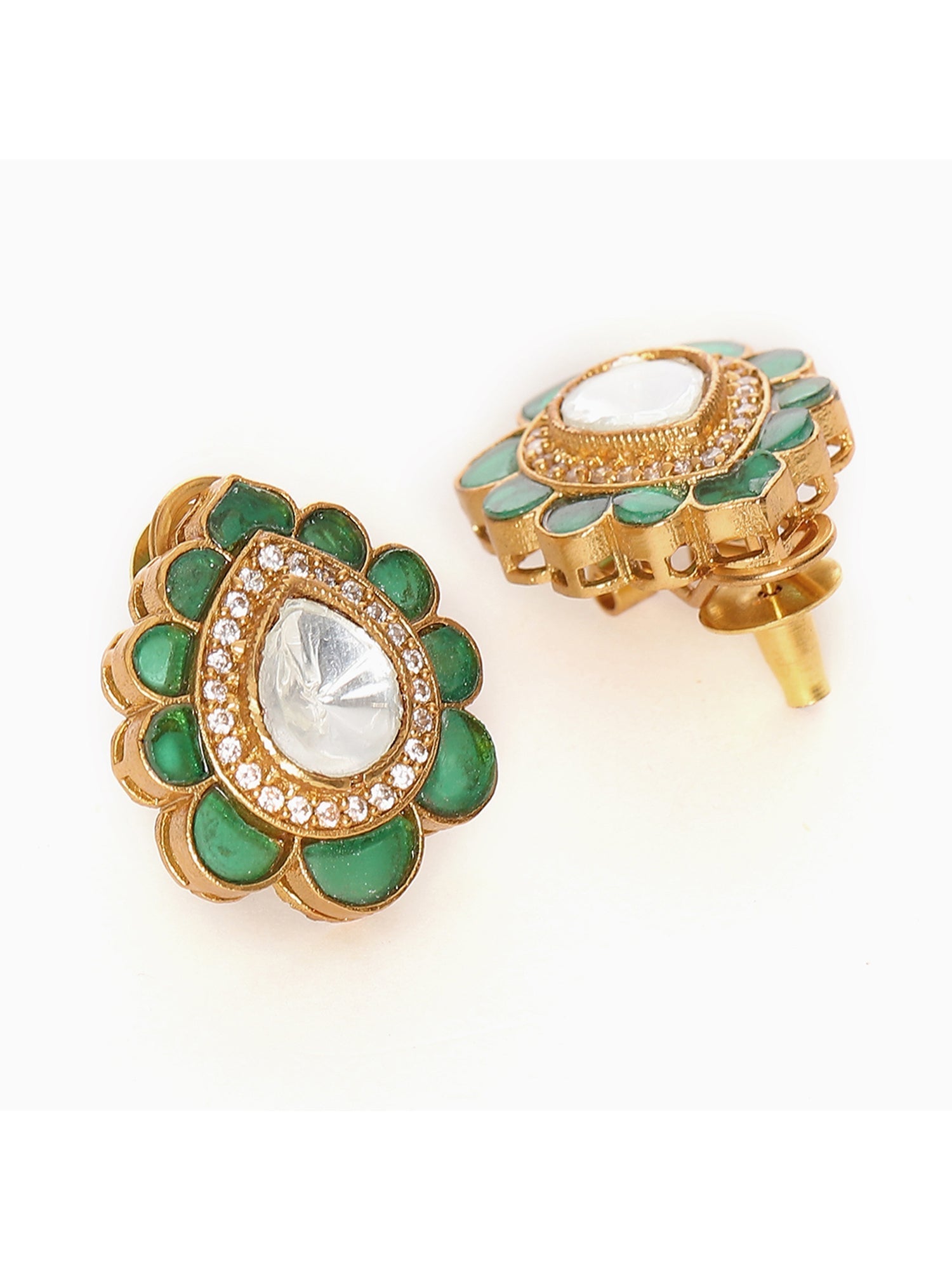 Teardrop Green Studs - Ruby Raang - Swadesiicart