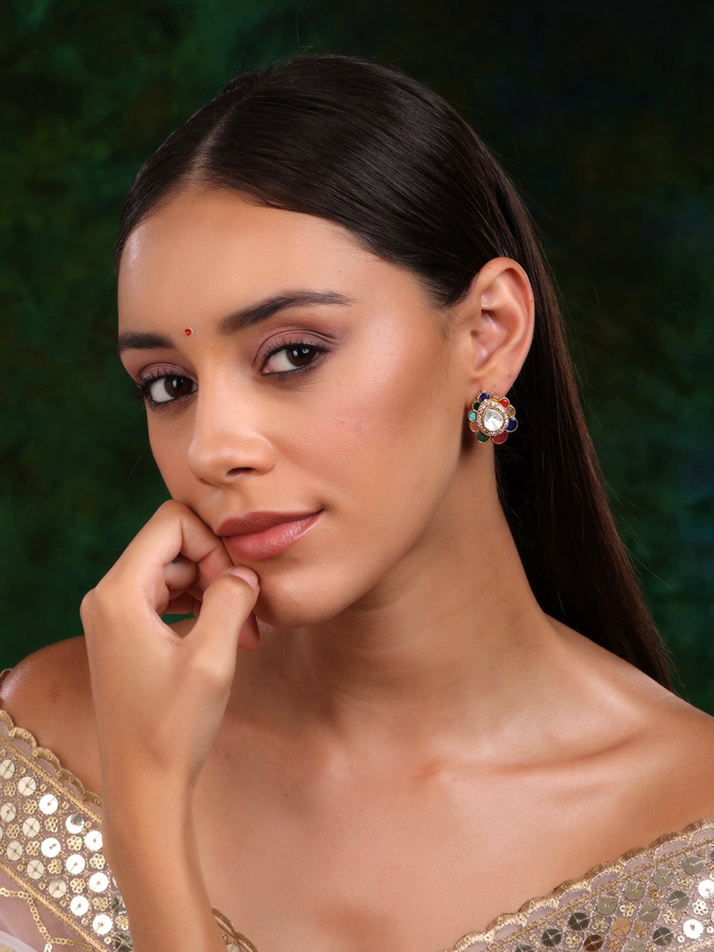 Teardrop Multi Studs - Ruby Raang - Swadesiicart
