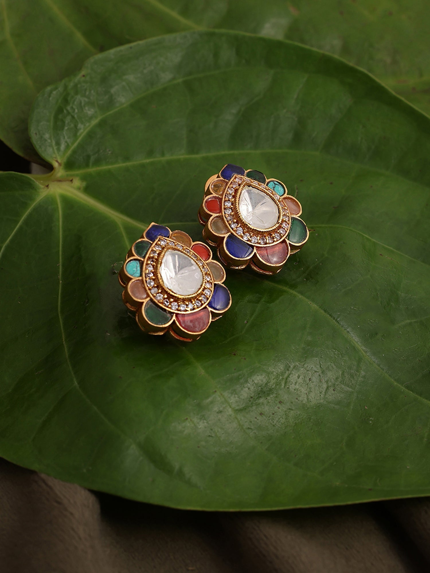 Teardrop Multi Studs - Ruby Raang - Swadesiicart