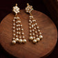 Long Dangler Kundan & Pearl Earrings - Ruby Raang - Swadesiicart