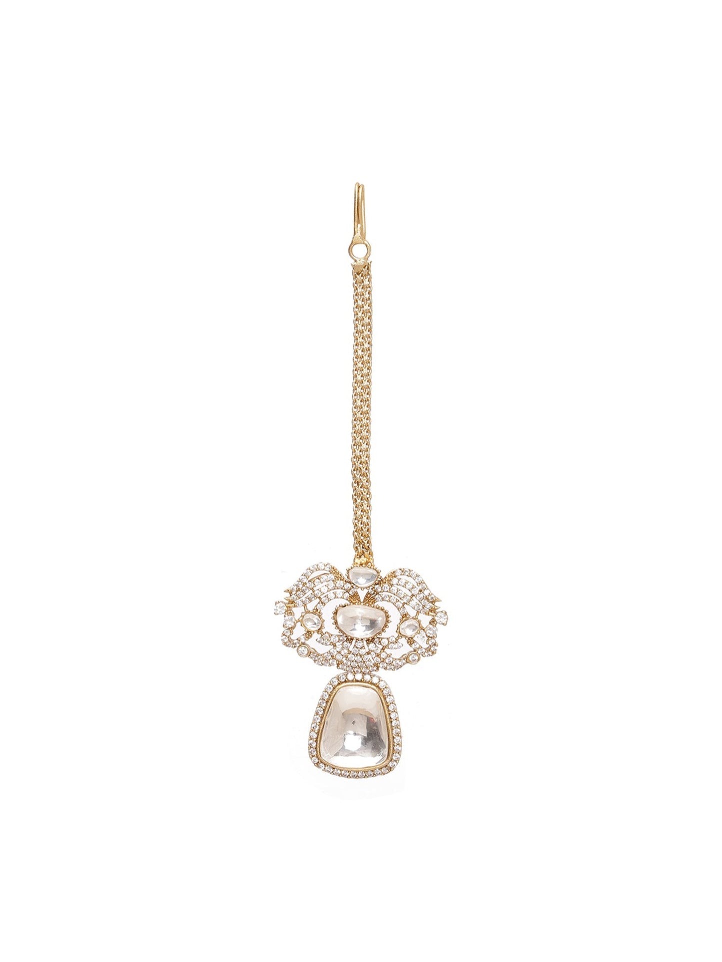 Kundan Maang Tikka with Diamonds - Ruby Raang | Swadesiicart