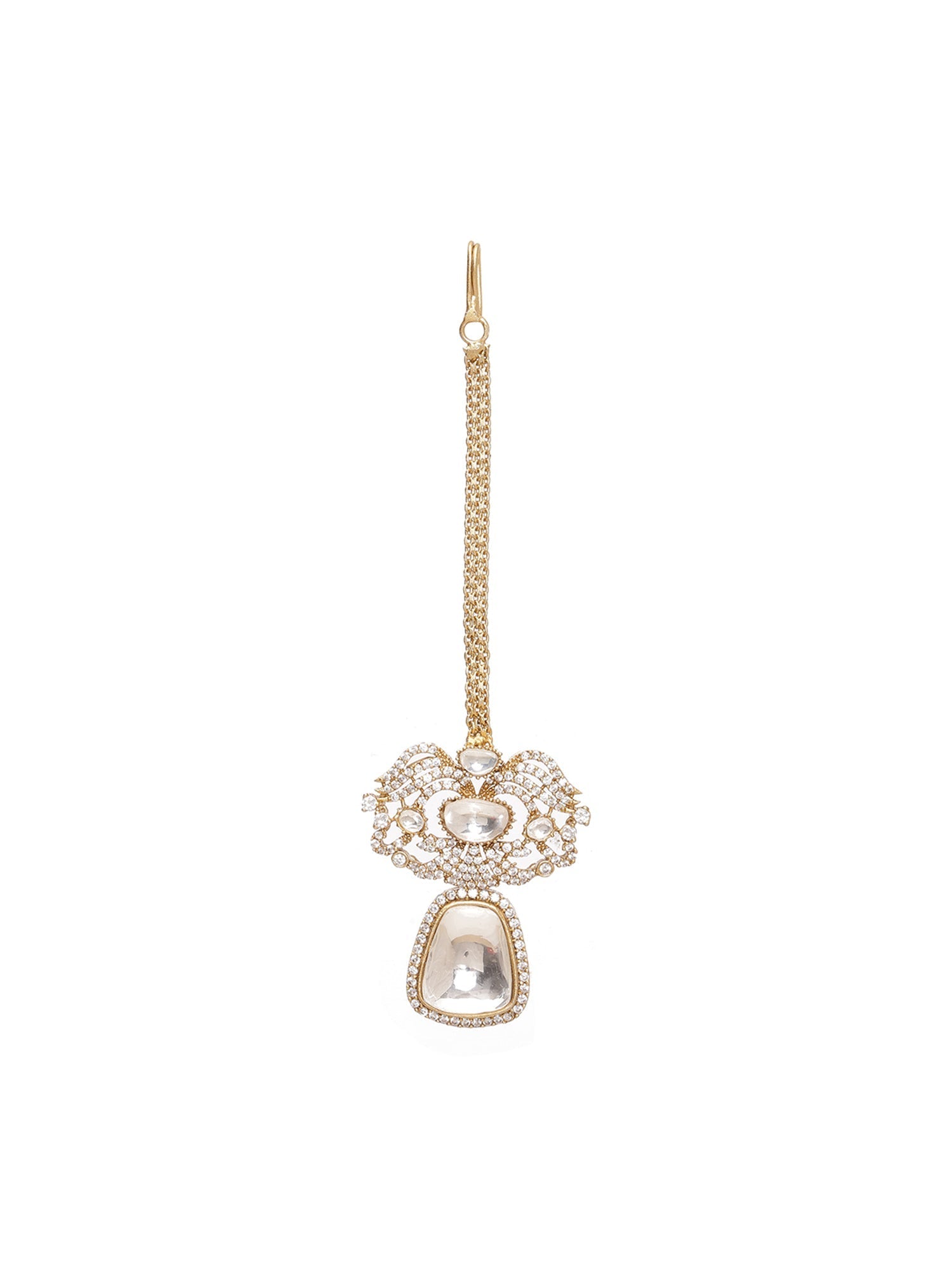 Kundan Maang Tikka with Diamonds - Ruby Raang | Swadesiicart