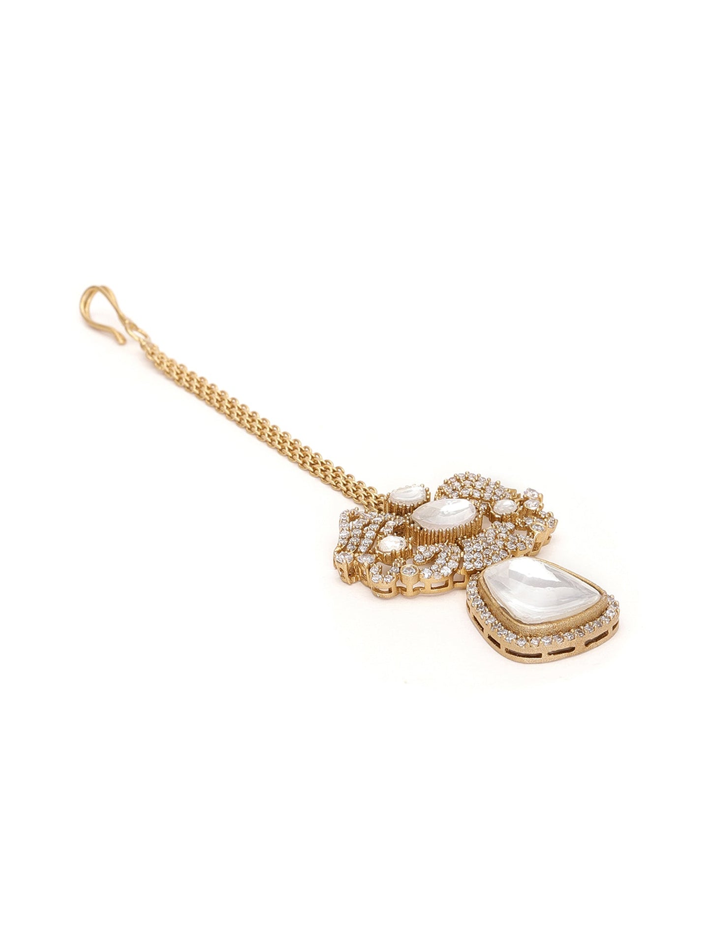 Kundan Maang Tikka with Diamonds - Ruby Raang | Swadesiicart