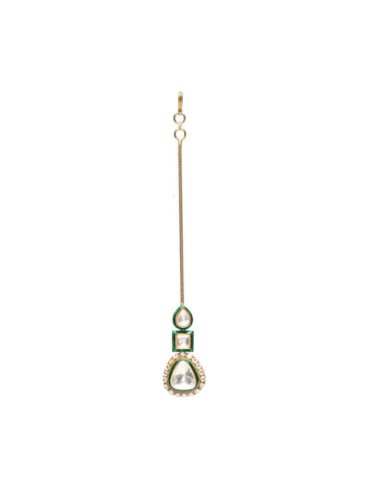 Kundan Maang Tikka with Meenakari - Ruby Raang | Swadesiicart
