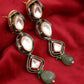 Long Meenakari Kundan Earrings with Emeralds - Ruby Raang - Swadesiicart
