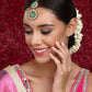 Kundan Maang Tikka with Diamonds & Semi Precious Stone - Ruby Raang | Swadesiicart