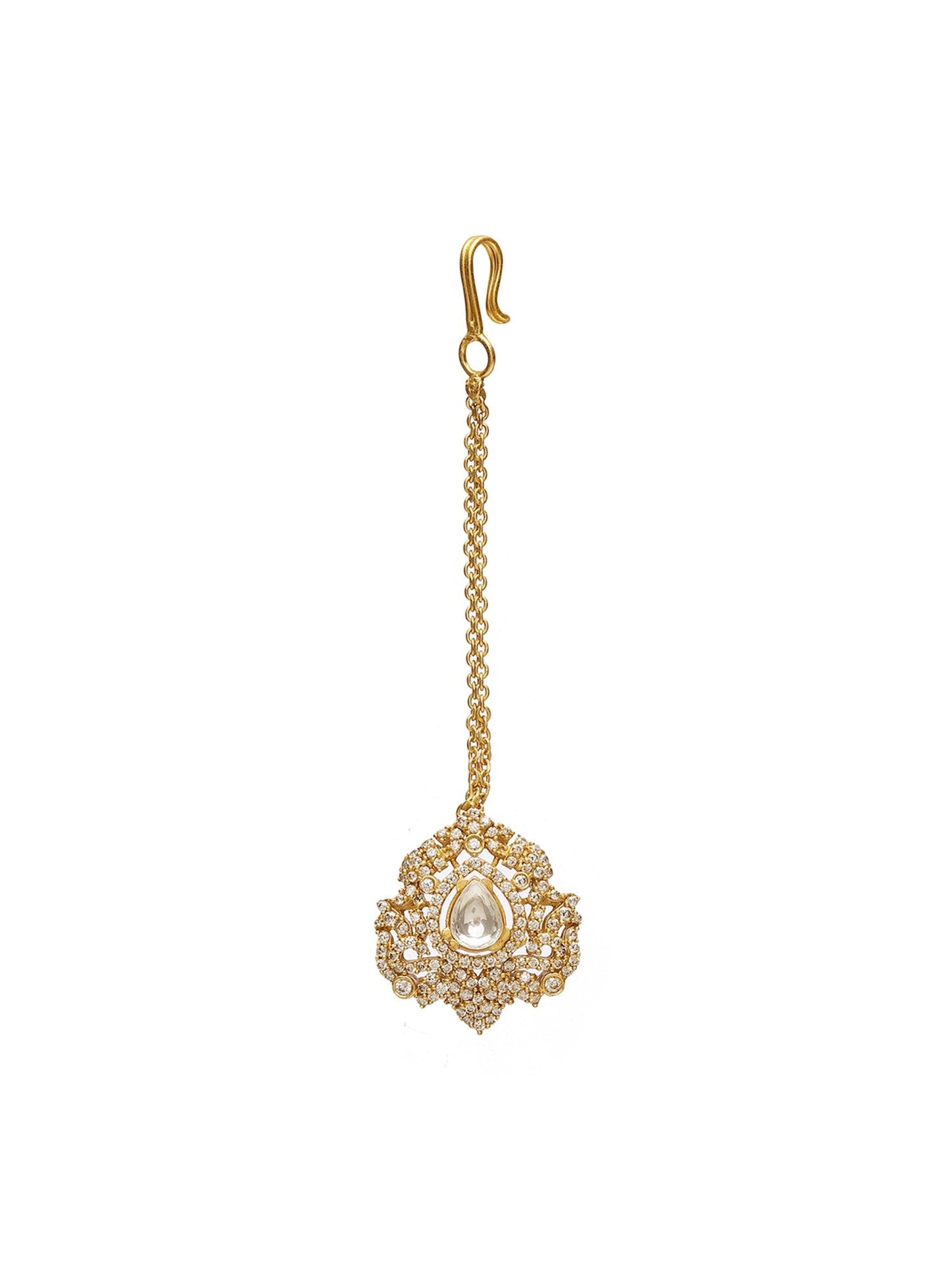 Kundan Maang Tikka with Diamonds - Ruby Raang | Swadesiicart