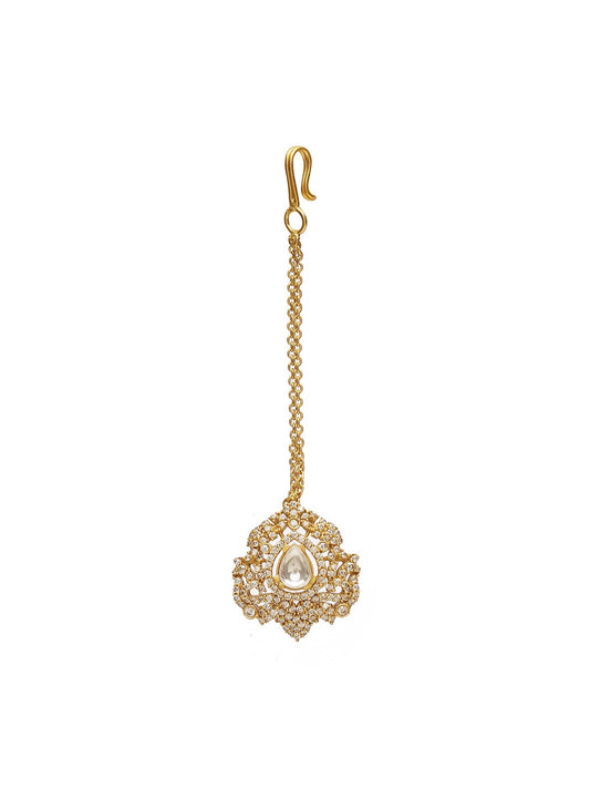Kundan Maang Tikka with Diamonds - Ruby Raang | Swadesiicart