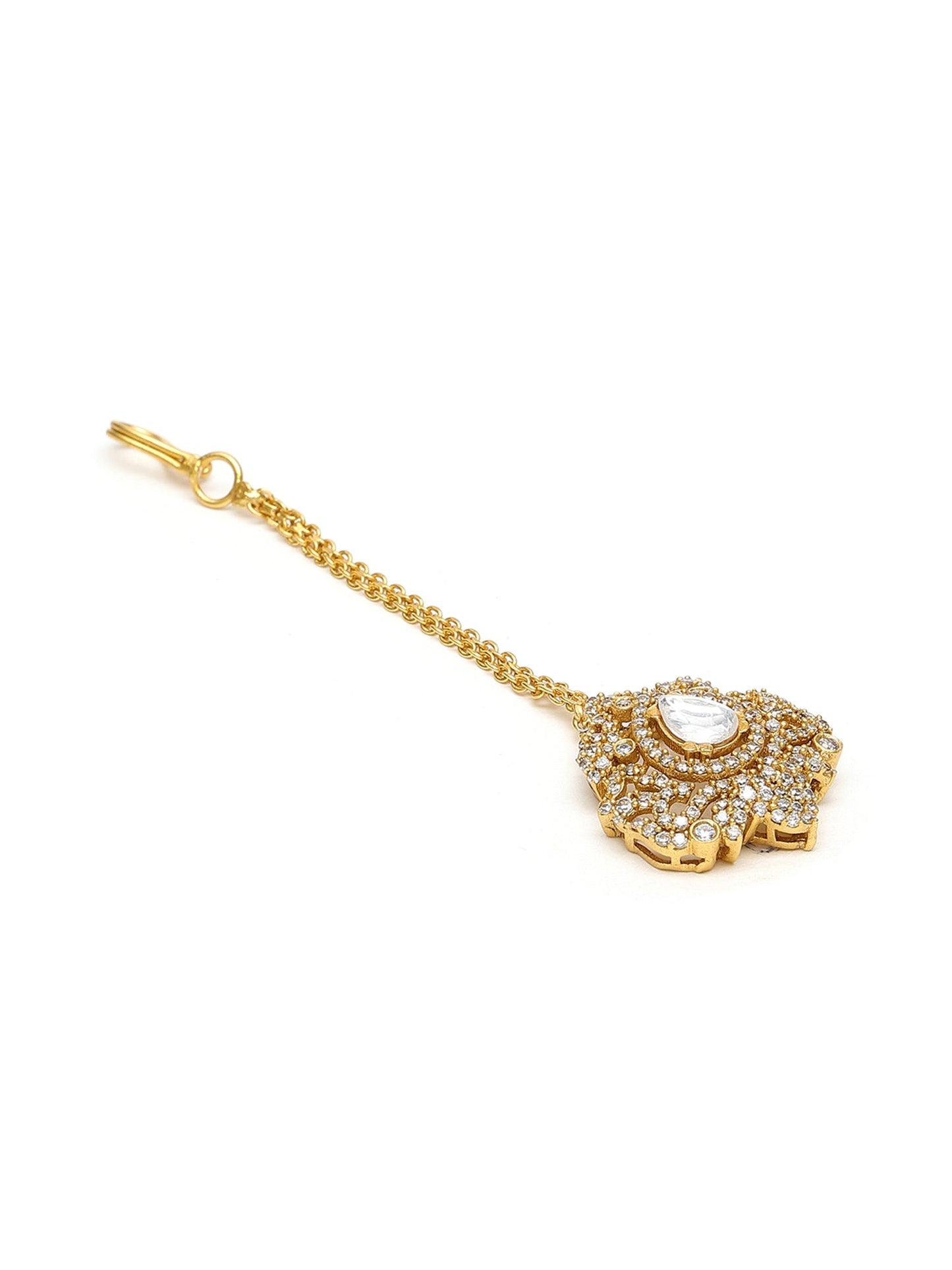 Kundan Maang Tikka with Diamonds - Ruby Raang | Swadesiicart