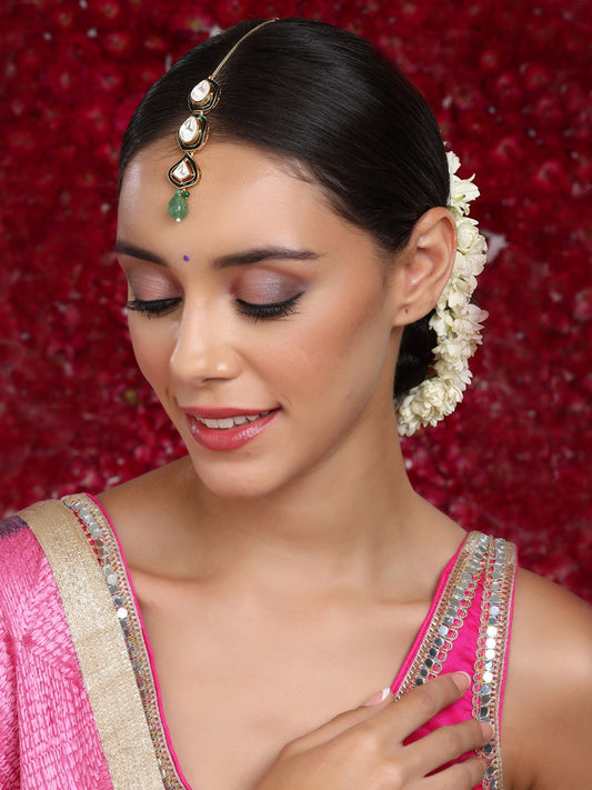 Kundan Maang Tikka with Meenakari - Ruby Raang | Swadesiicart