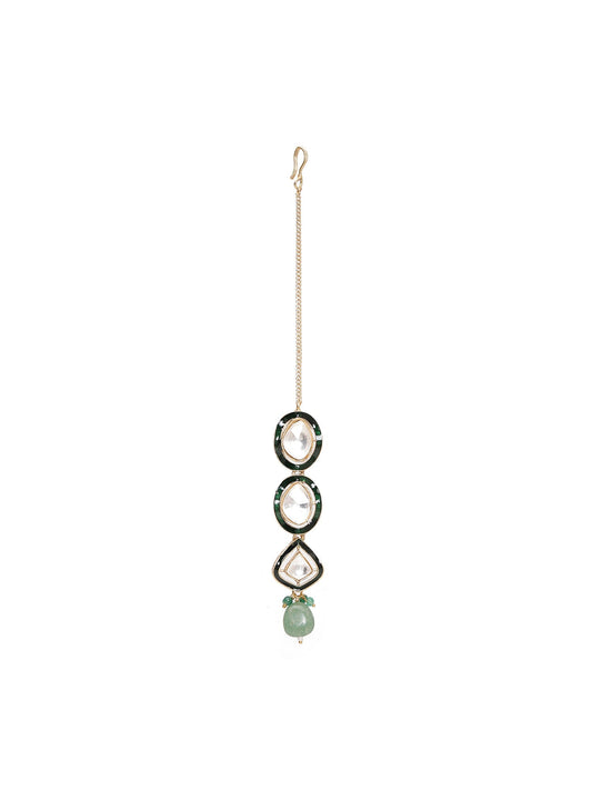 Kundan Maang Tikka with Meenakari - Ruby Raang | Swadesiicart