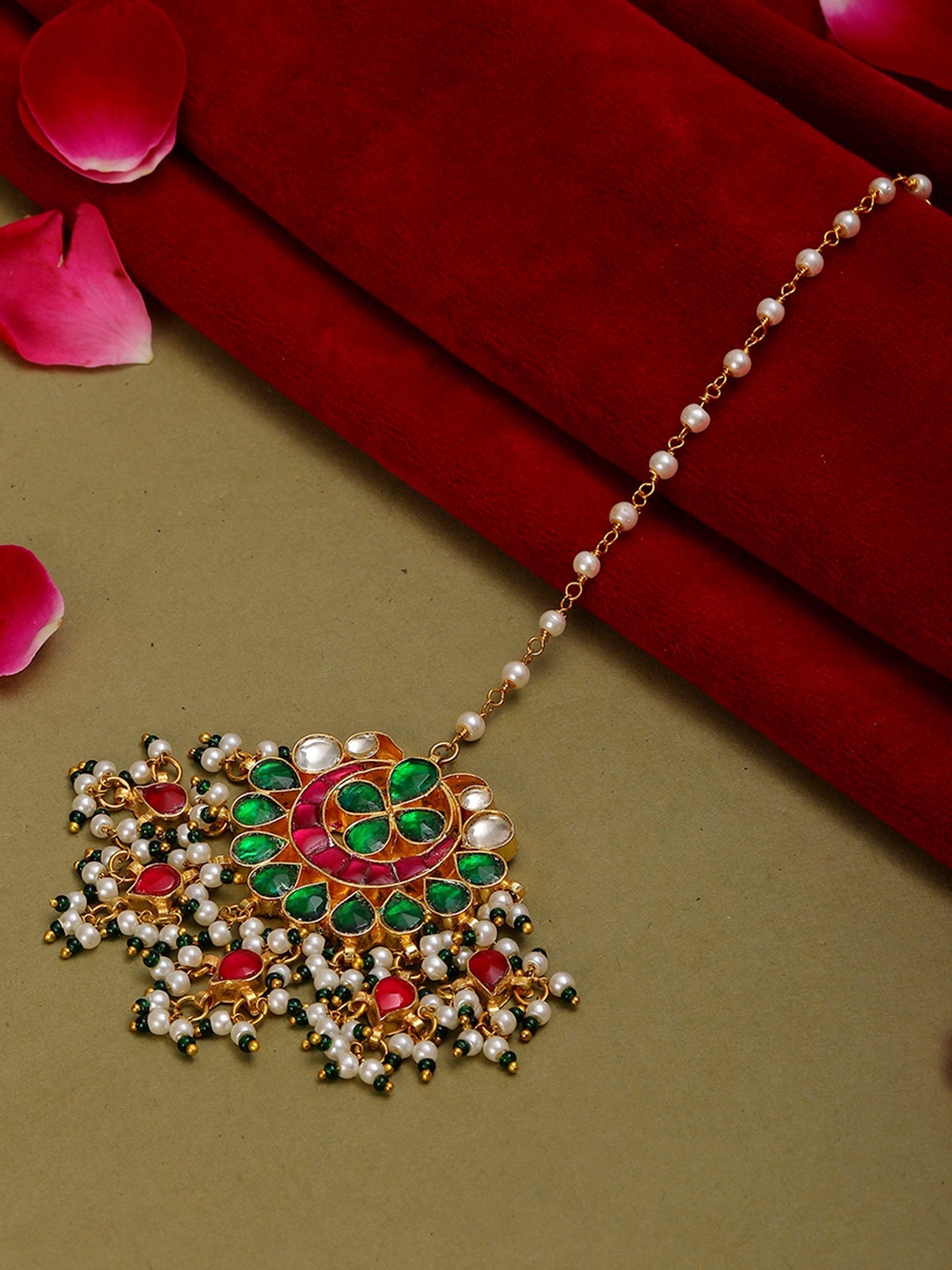 Multi Meenakari Maang Tikka - Ruby Raang | Swadesiicart