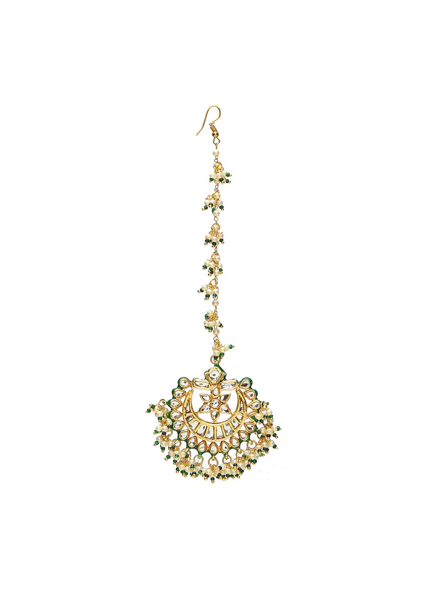 Meenakari and Pearl Kundan Maang Tikka - Ruby Raang | Swadesiicart