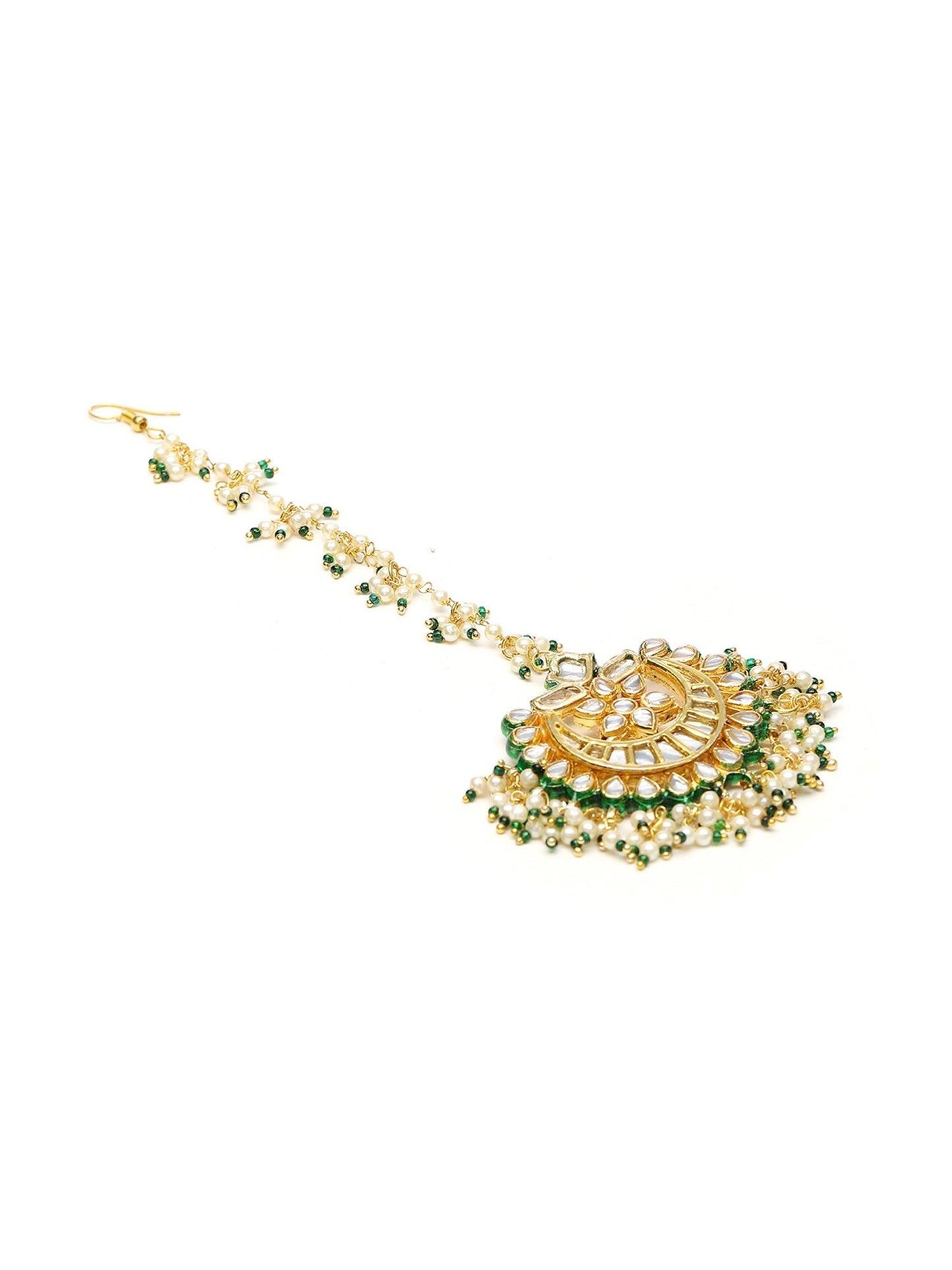 Meenakari and Pearl Kundan Maang Tikka - Ruby Raang | Swadesiicart