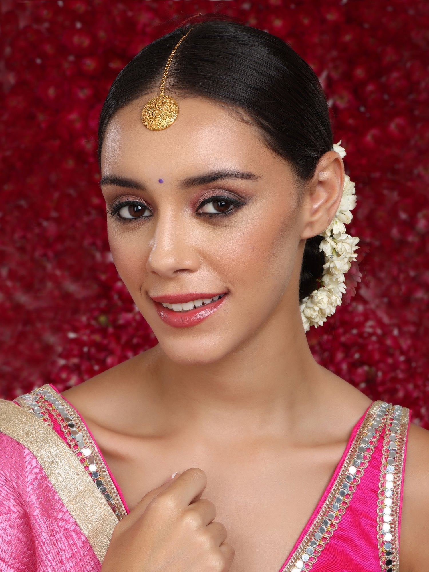 Golden Maang Tikka - Ruby Raang | Swadesiicart
