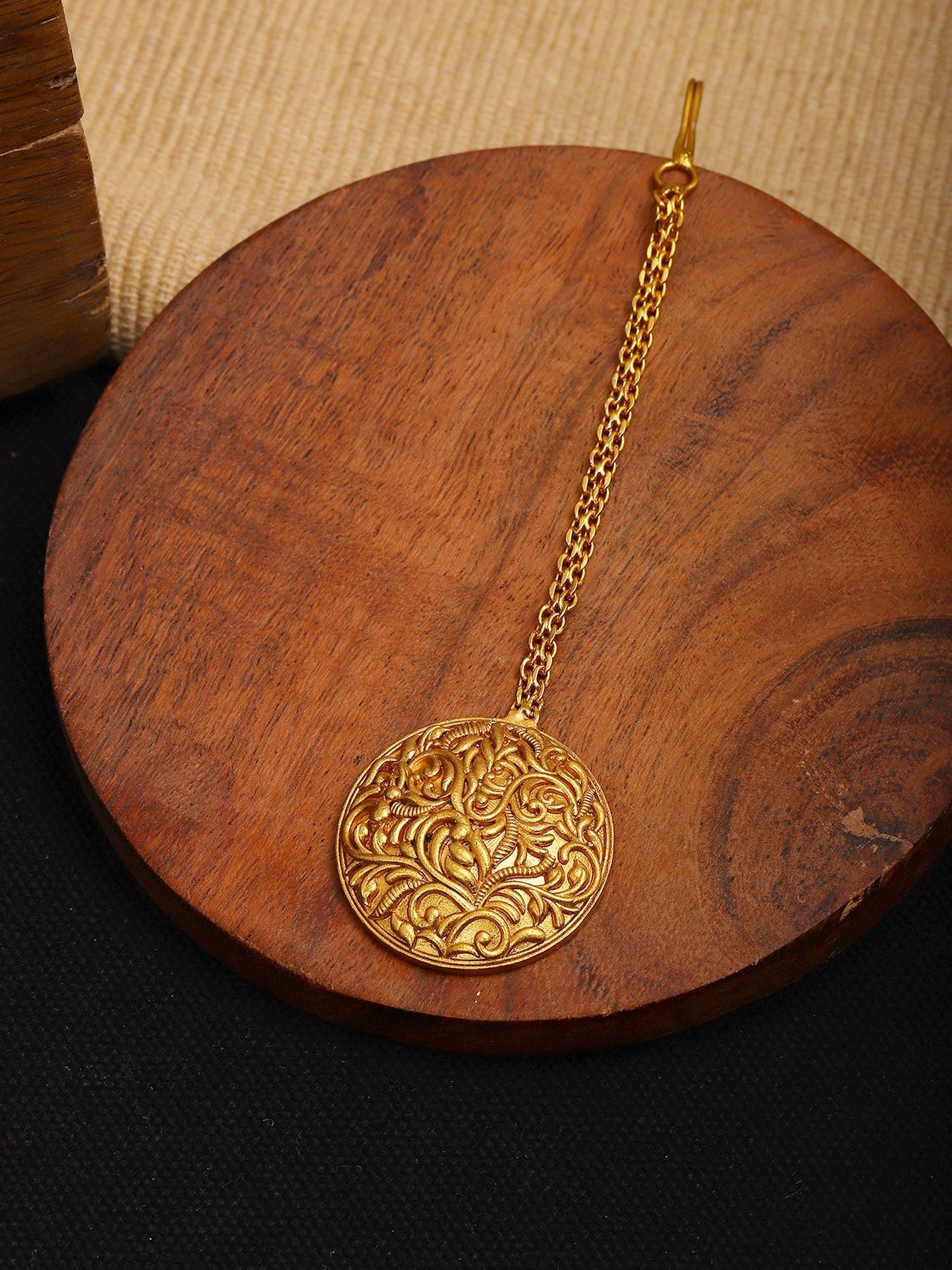 Golden Maang Tikka - Ruby Raang | Swadesiicart