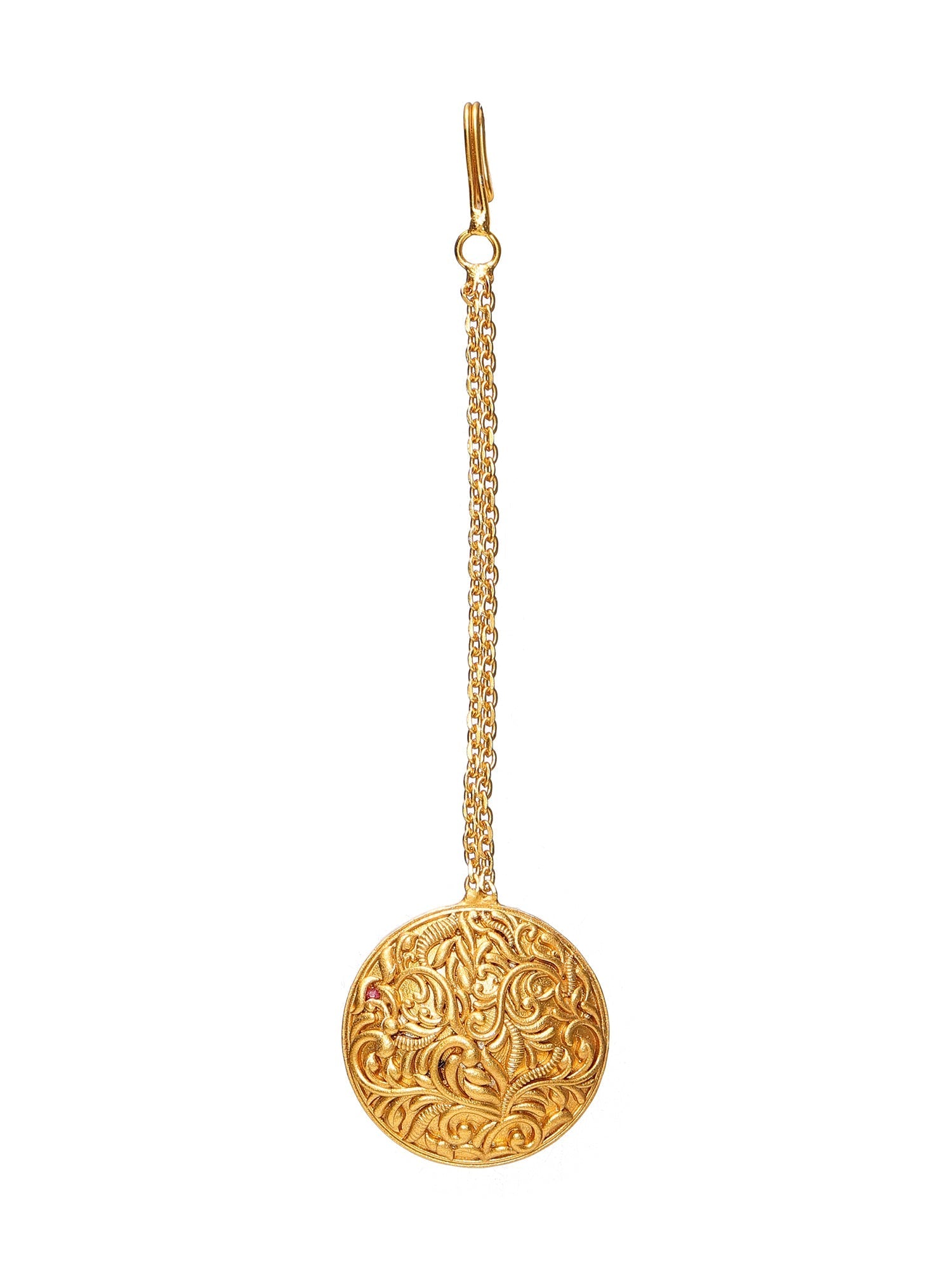 Golden Maang Tikka - Ruby Raang | Swadesiicart