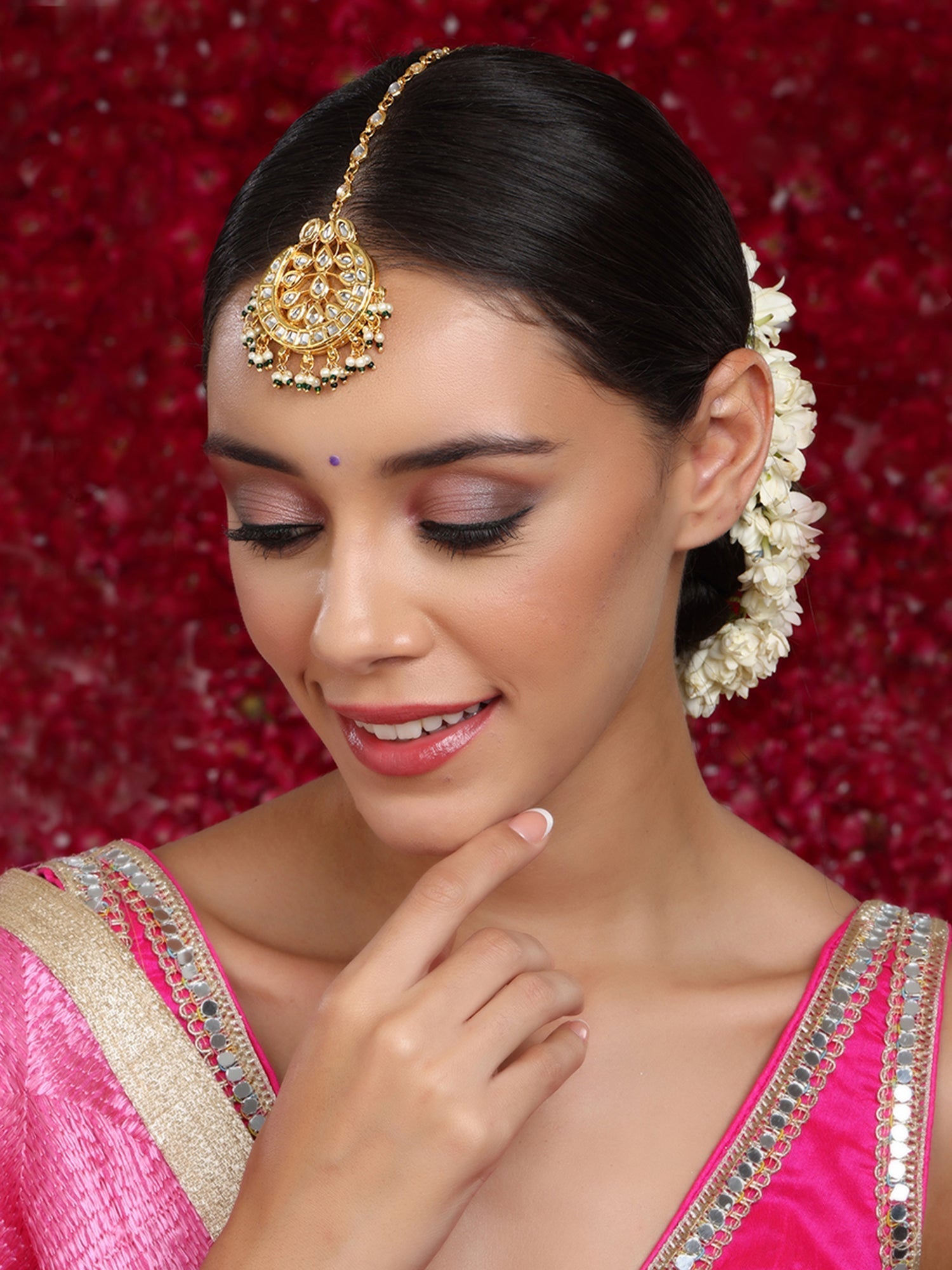 Kundan Chand Maang Tikka - Ruby Raang | Swadesiicart