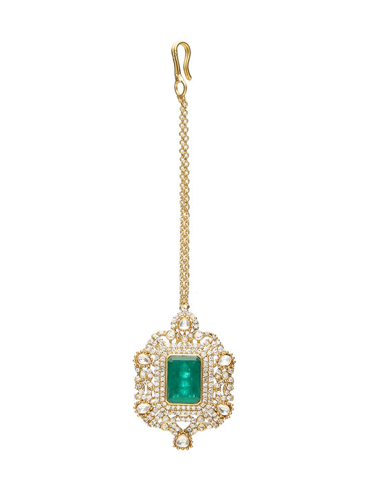 Round oversized Kundan Earrings - Ruby Raang - Swadesiicart