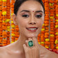 Oversized Emerald Cocktail Ring - Ruby Raang | Swadesiicart