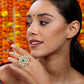 Oversized Round Cocktail Kundan Ring - Ruby Raang | Swadesiicart