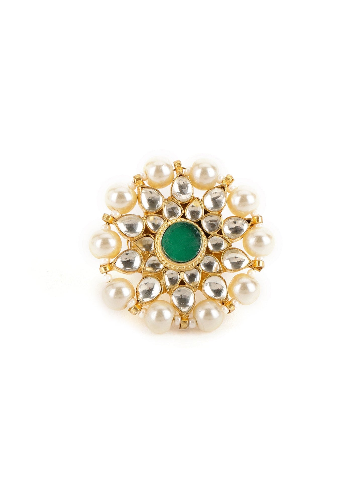 Oversized Round Cocktail Kundan Ring - Ruby Raang | Swadesiicart