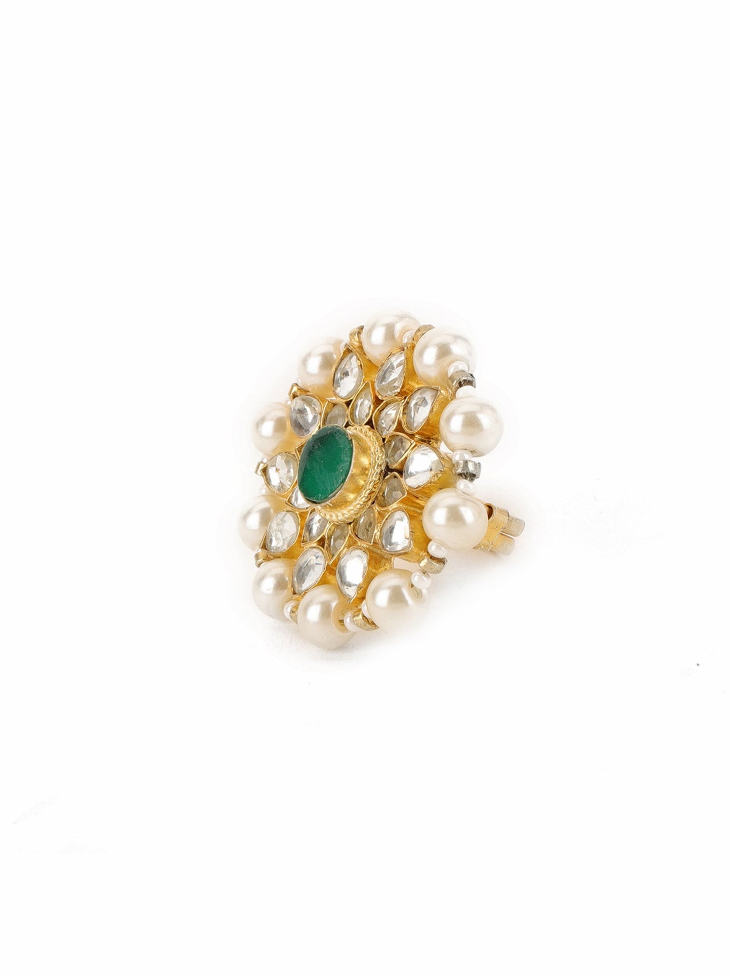 Oversized Round Cocktail Kundan Ring - Ruby Raang | Swadesiicart