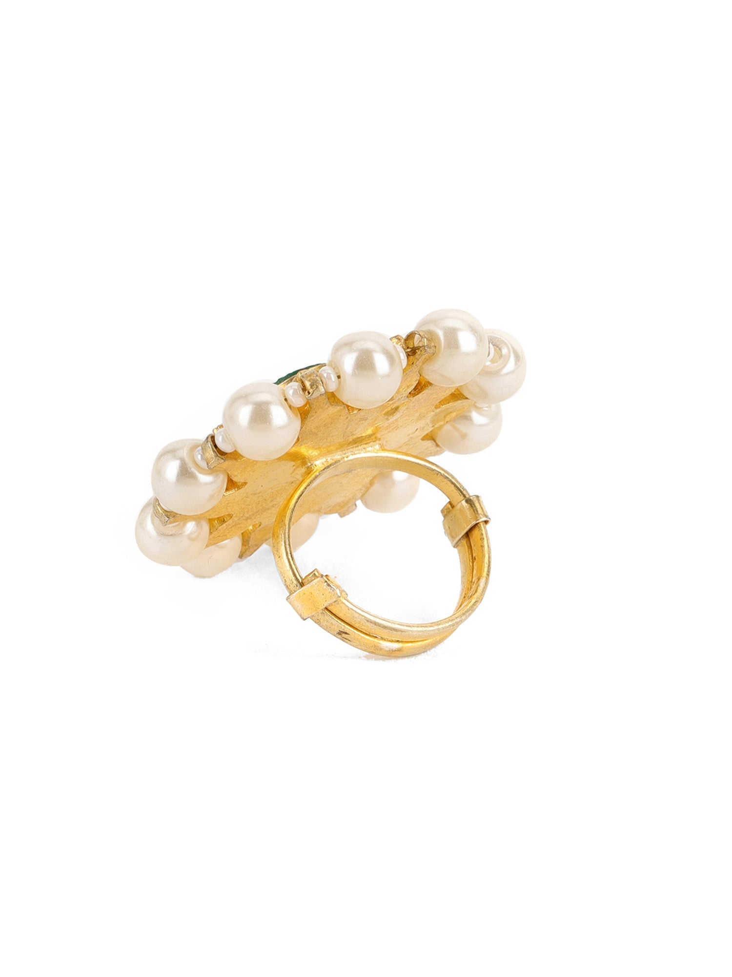 Oversized Round Cocktail Kundan Ring - Ruby Raang | Swadesiicart