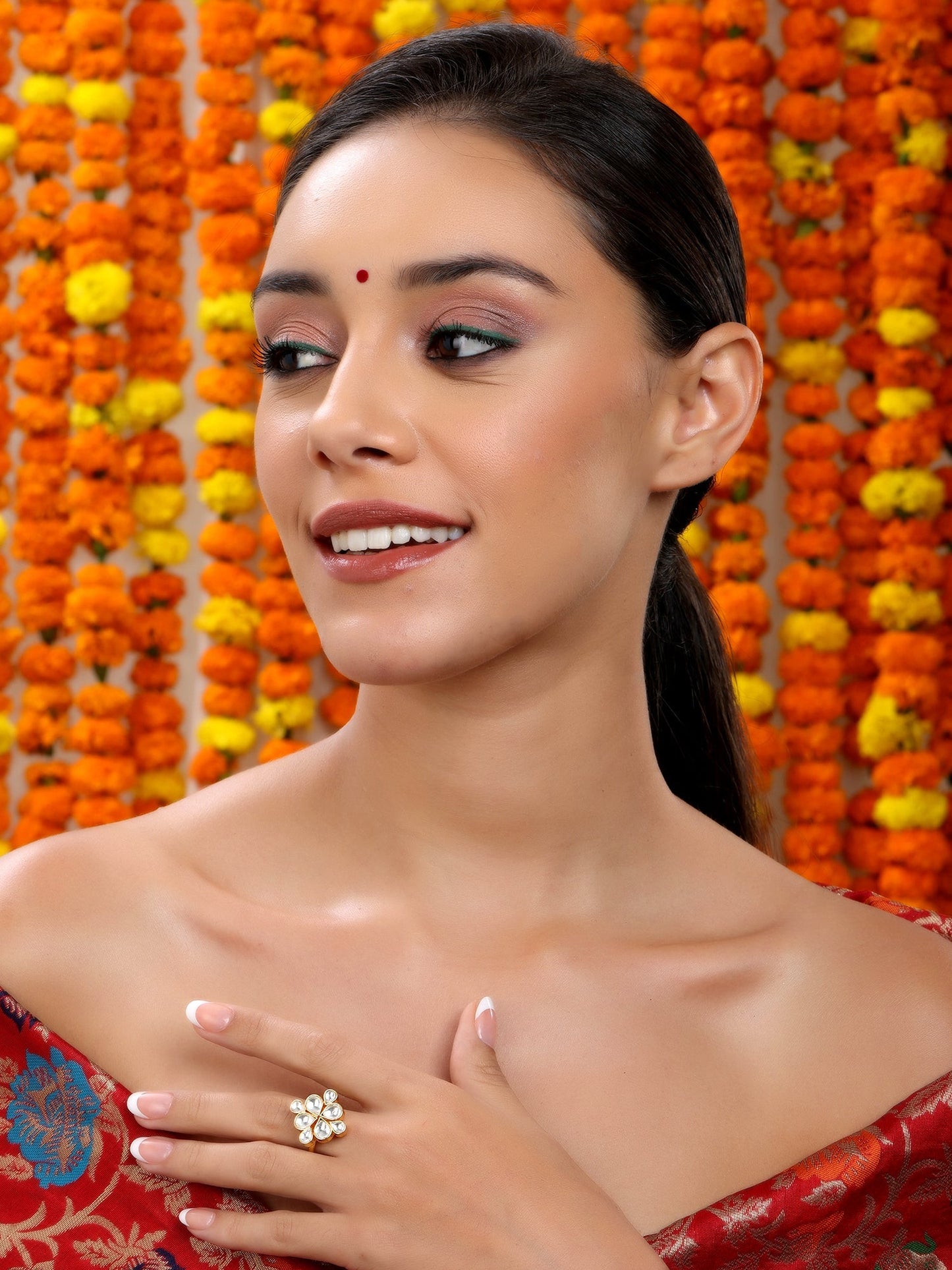 Kundan Ring - Ruby Raang | Swadesiicart