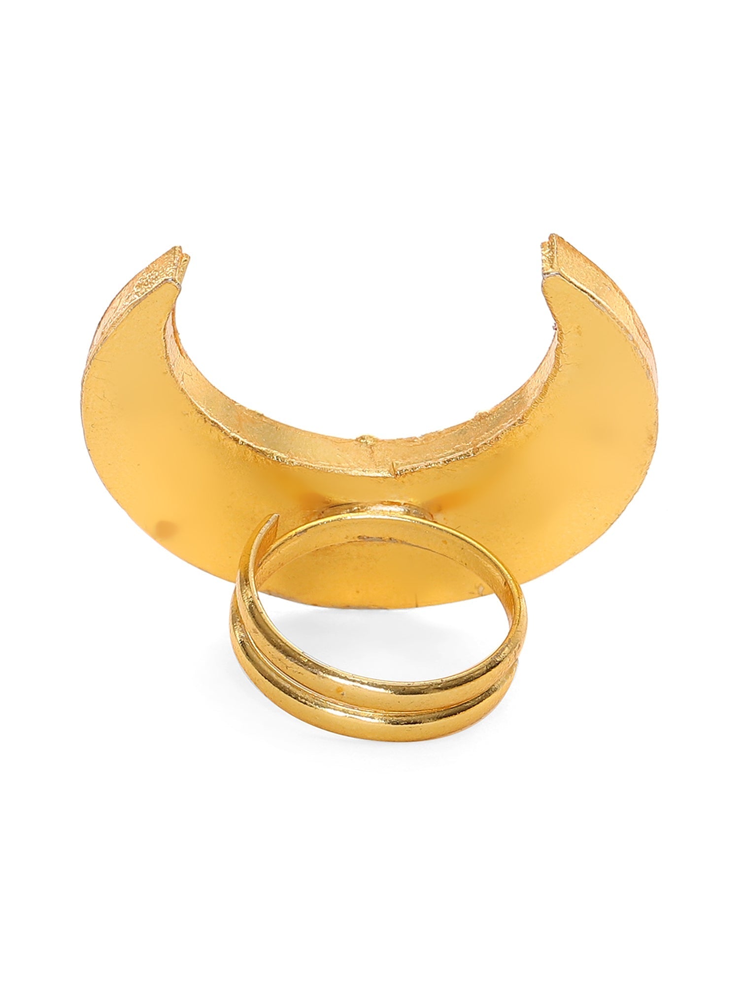 Half Moon Kundan Ring - Ruby Raang | Swadesiicart