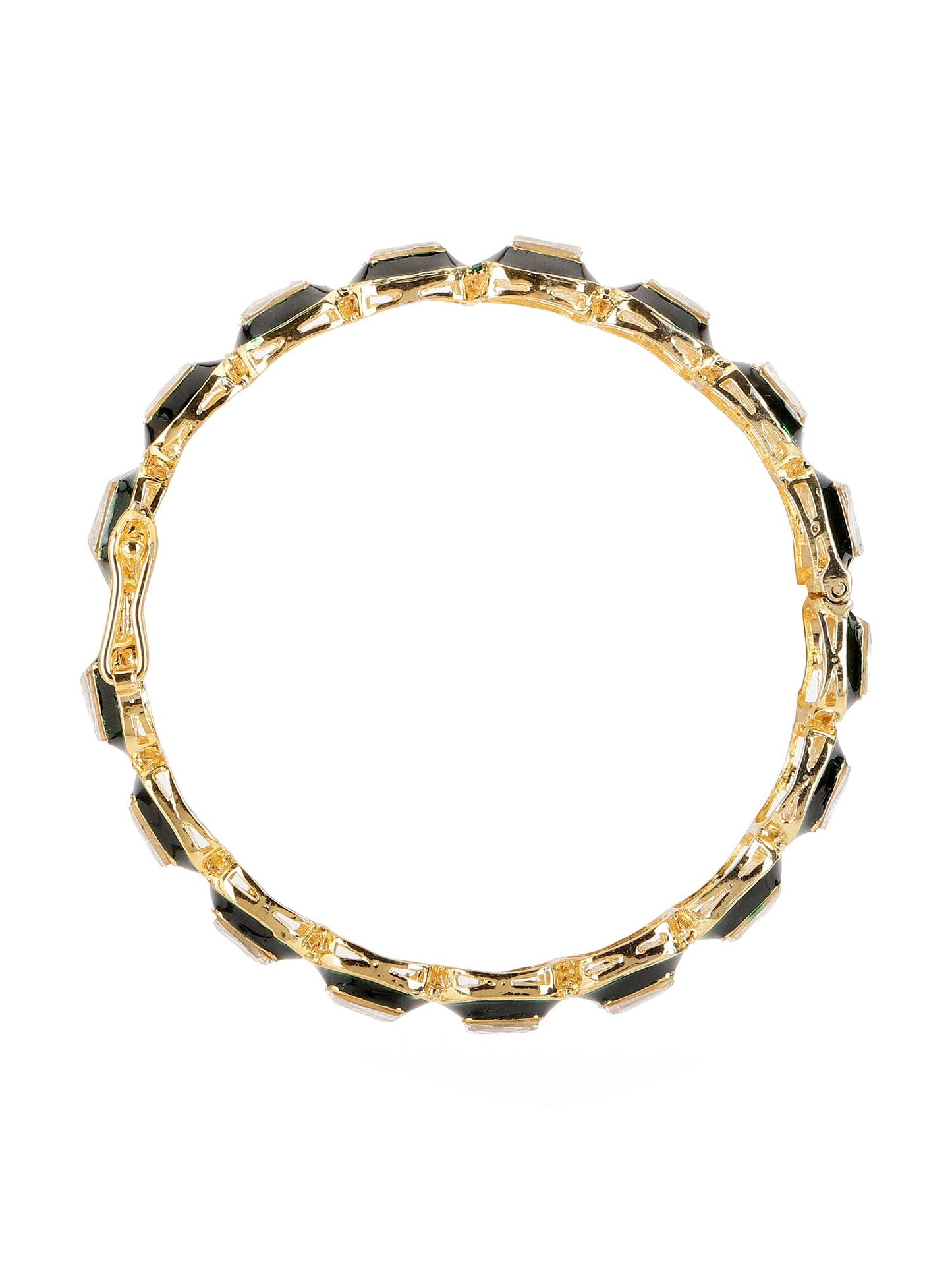 Kundan and Meenakari Bangle - Ruby Raang - Swadesiicart