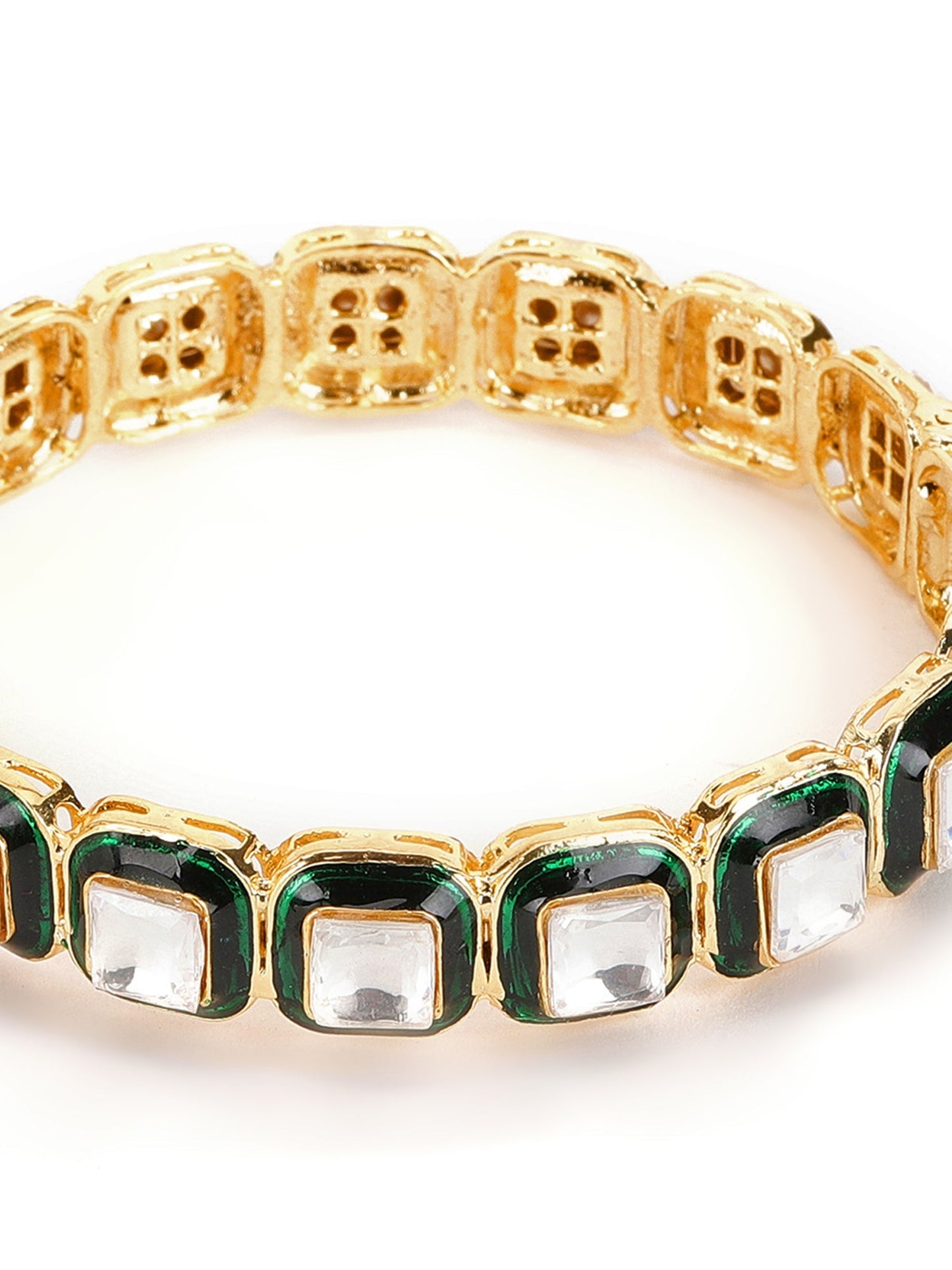Kundan and Meenakari Bangle - Ruby Raang - Swadesiicart