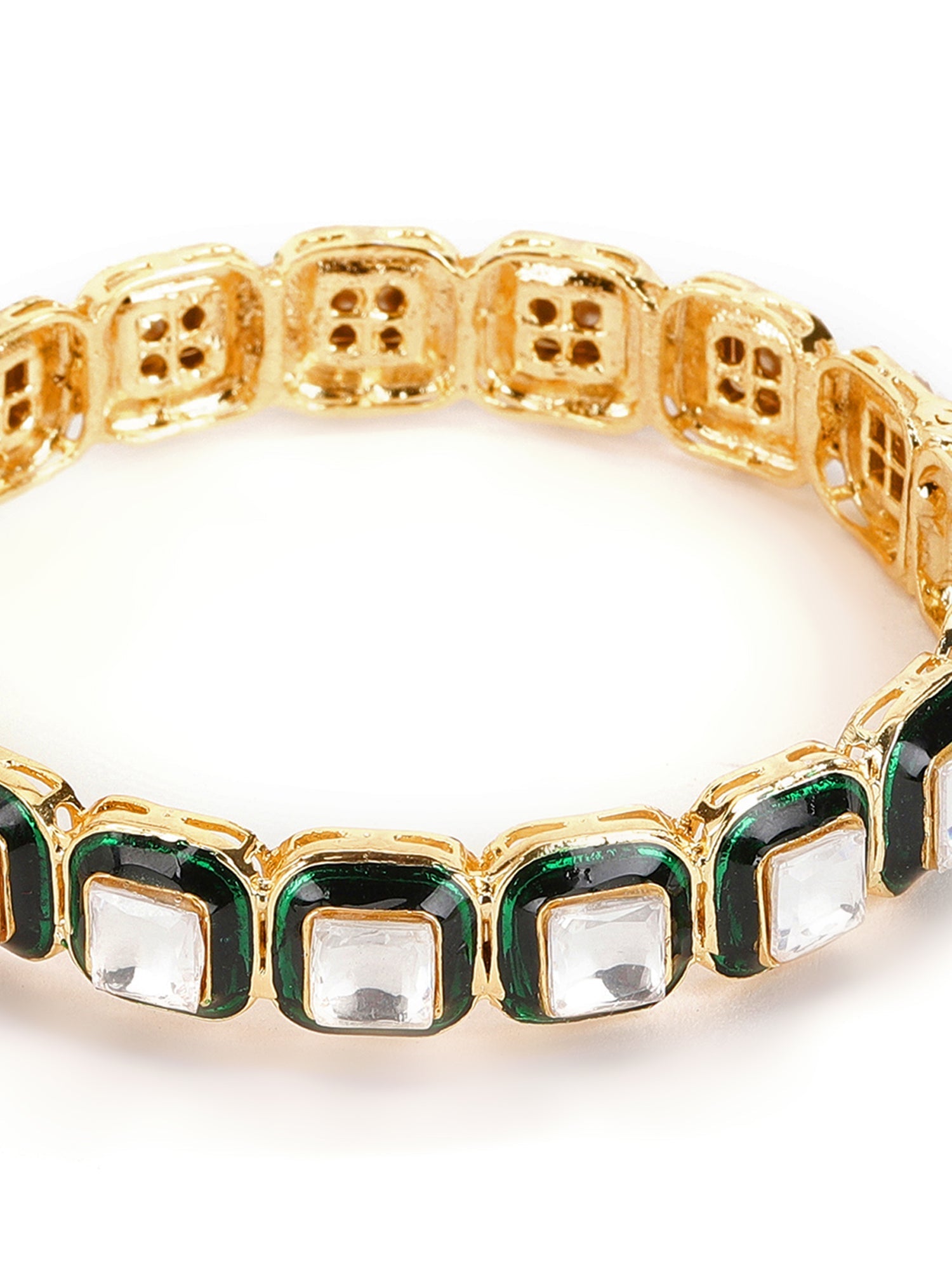 Kundan and Meenakari Bangle - Ruby Raang - Swadesiicart