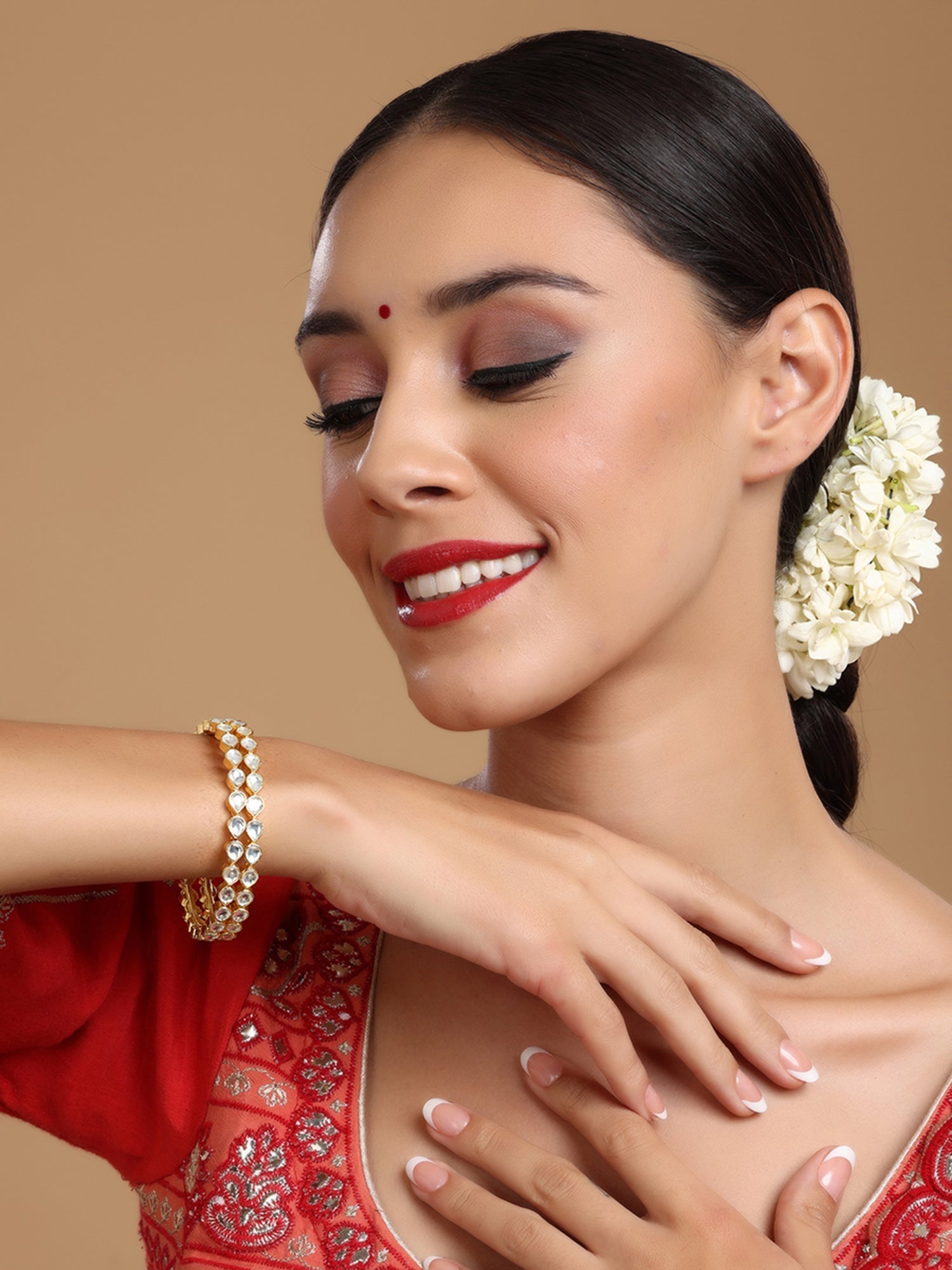 Kundan Bangles (set of 2) - Ruby Raang - Swadesiicart