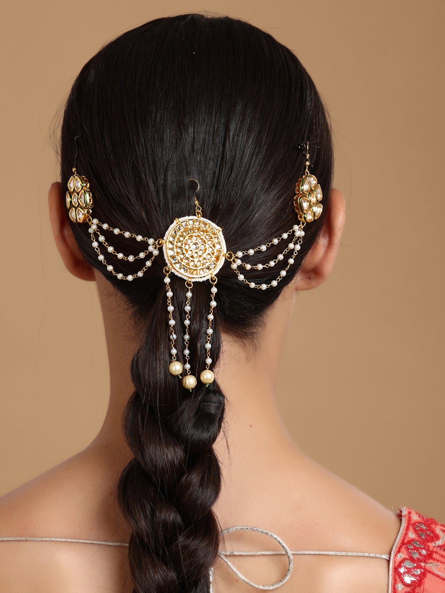 Kundan Juda Pin with Pearls - Ruby Raang | Swadesiicart