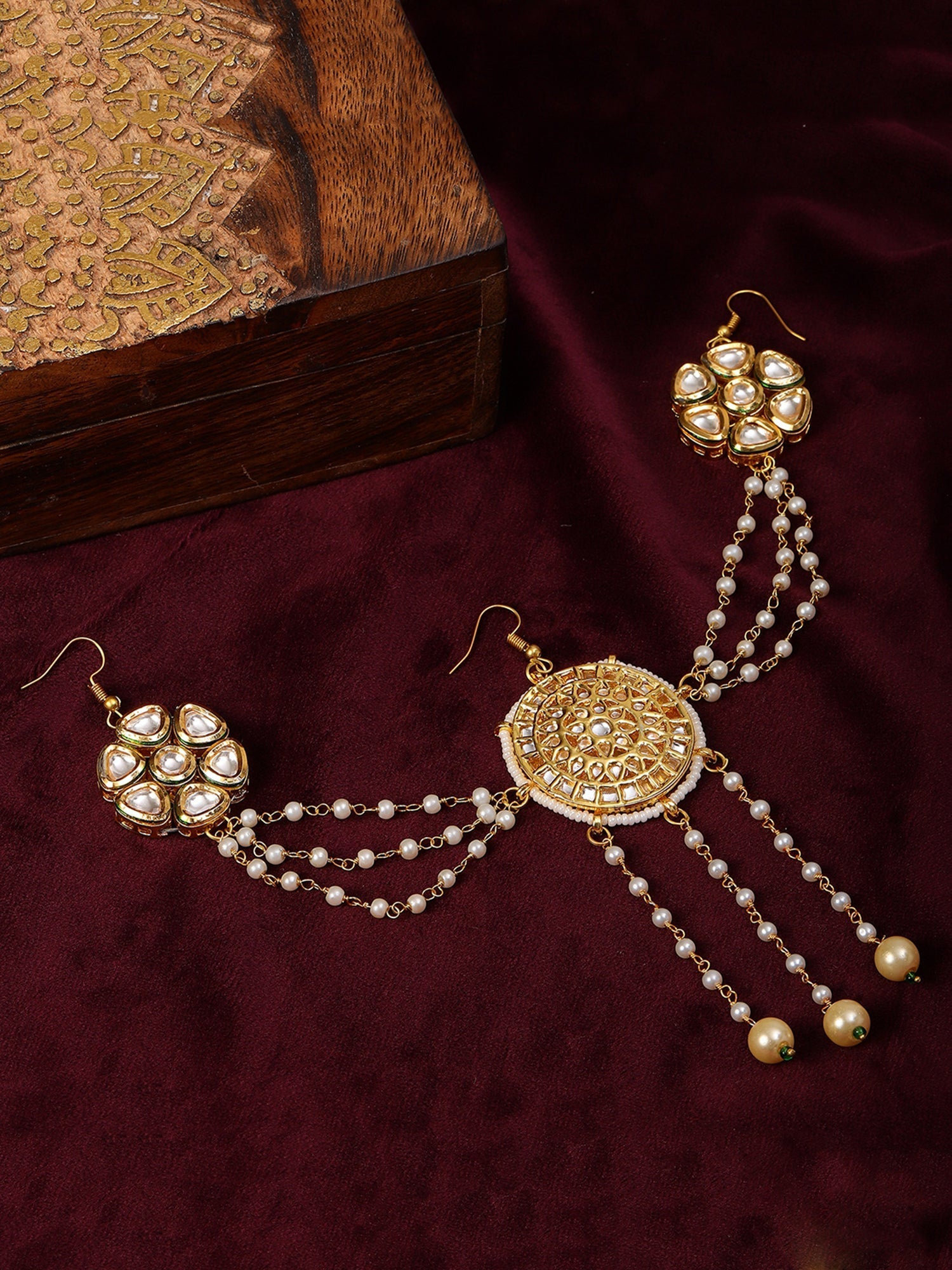 Kundan Juda Pin with Pearls - Ruby Raang | Swadesiicart