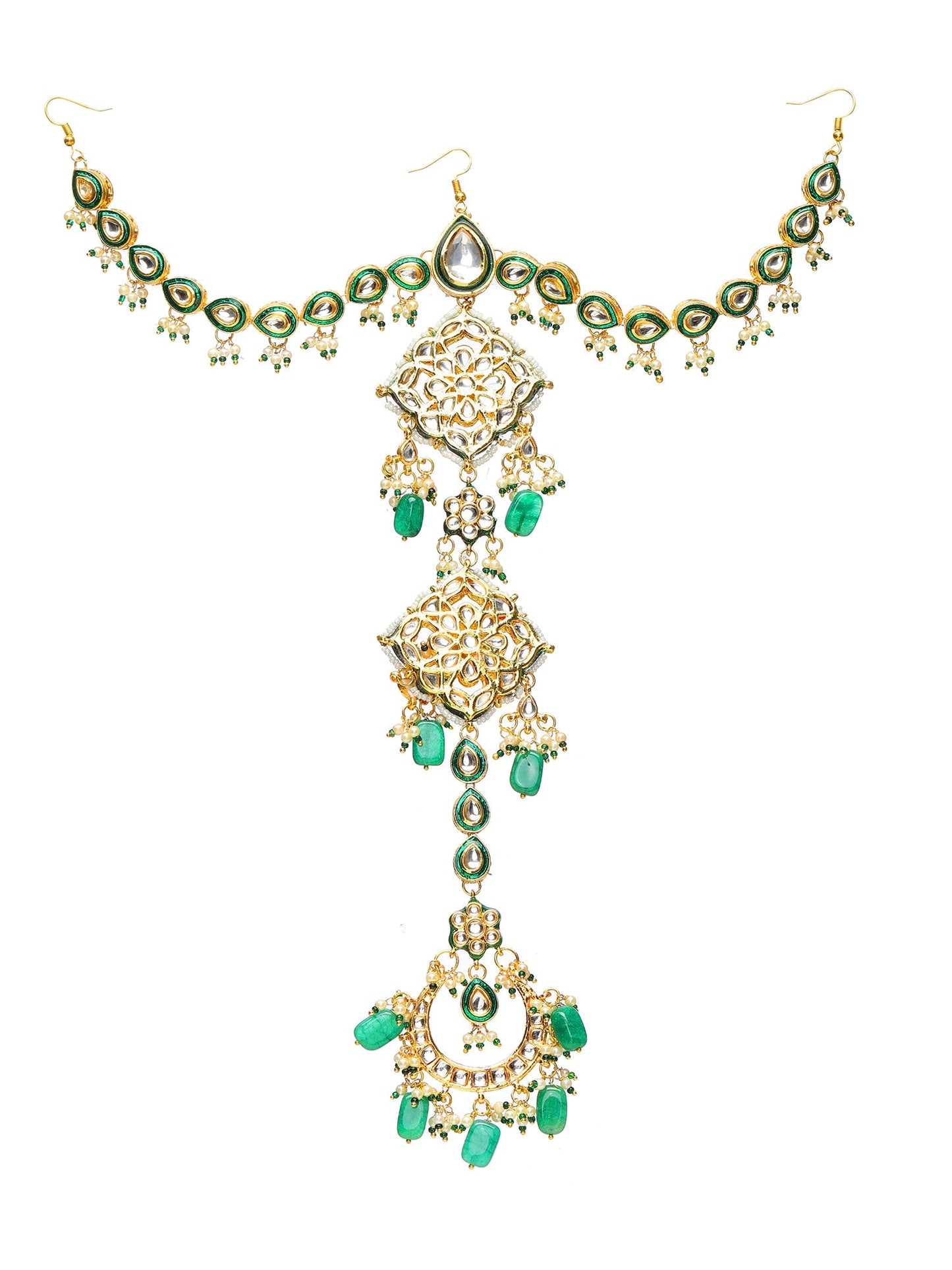 Kundan and Stone Hair Braid (Chotti) - Ruby Raang | Swadesiicart