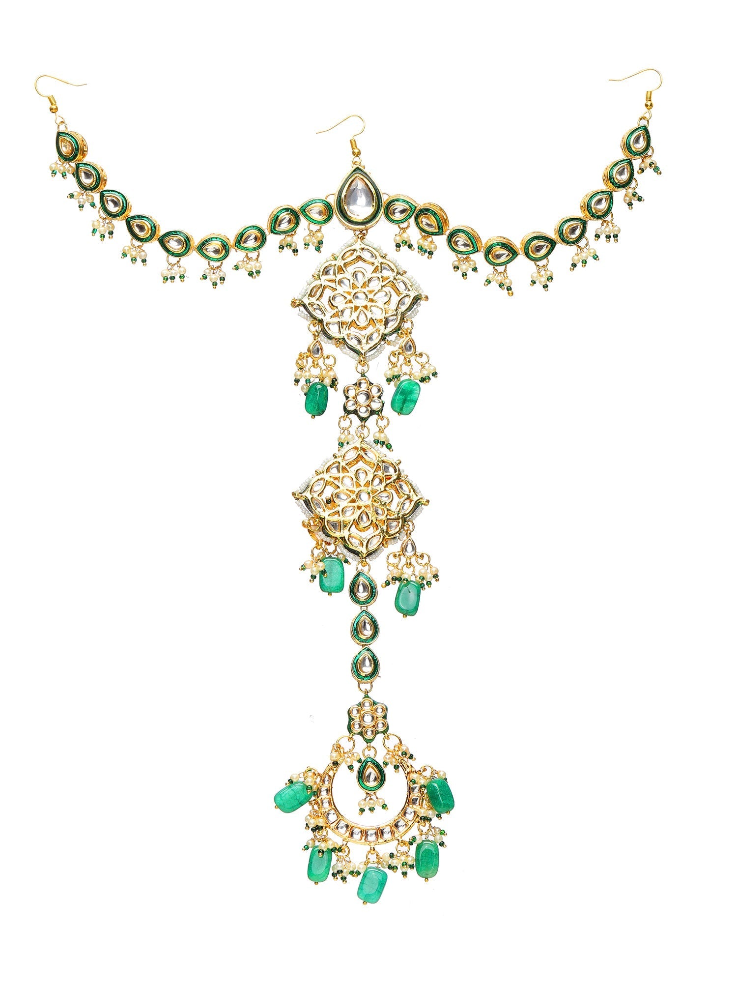 Kundan and Stone Hair Braid (Chotti) - Ruby Raang | Swadesiicart